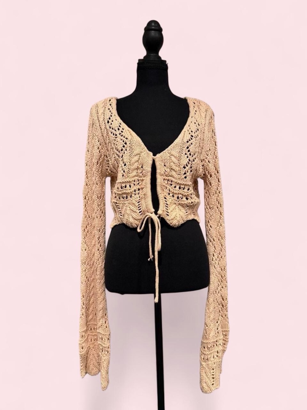 Crochet Tie-Front Cardigan